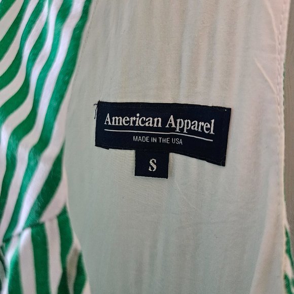 🍋American Apparel Striped Green/White Dress with Button Detail - Picture 6 of 7